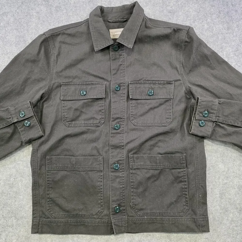 Everlane Jacket Mens Small Black Cotton Chore Utility Field‎ Pockets Workwear
